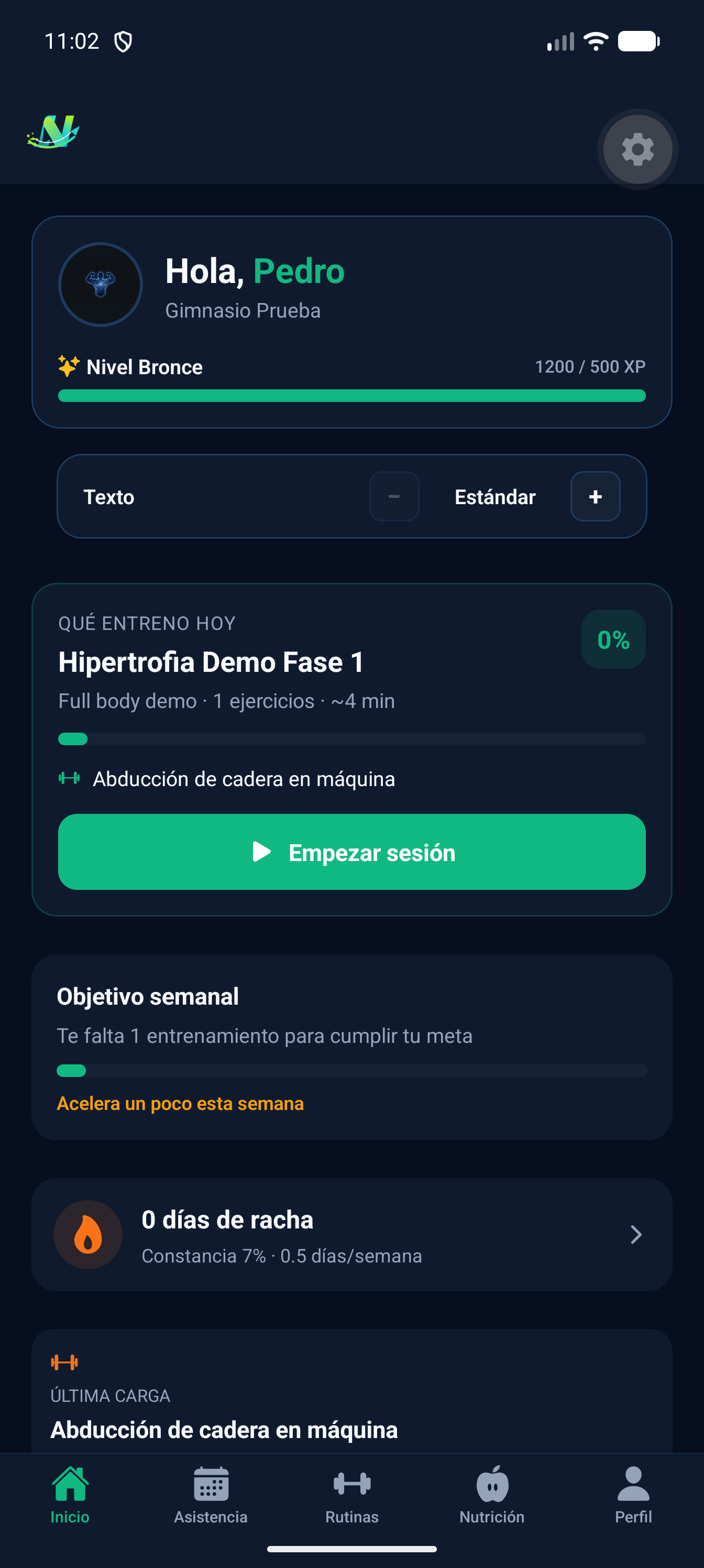 App NEXAVITA — dashboard del socio